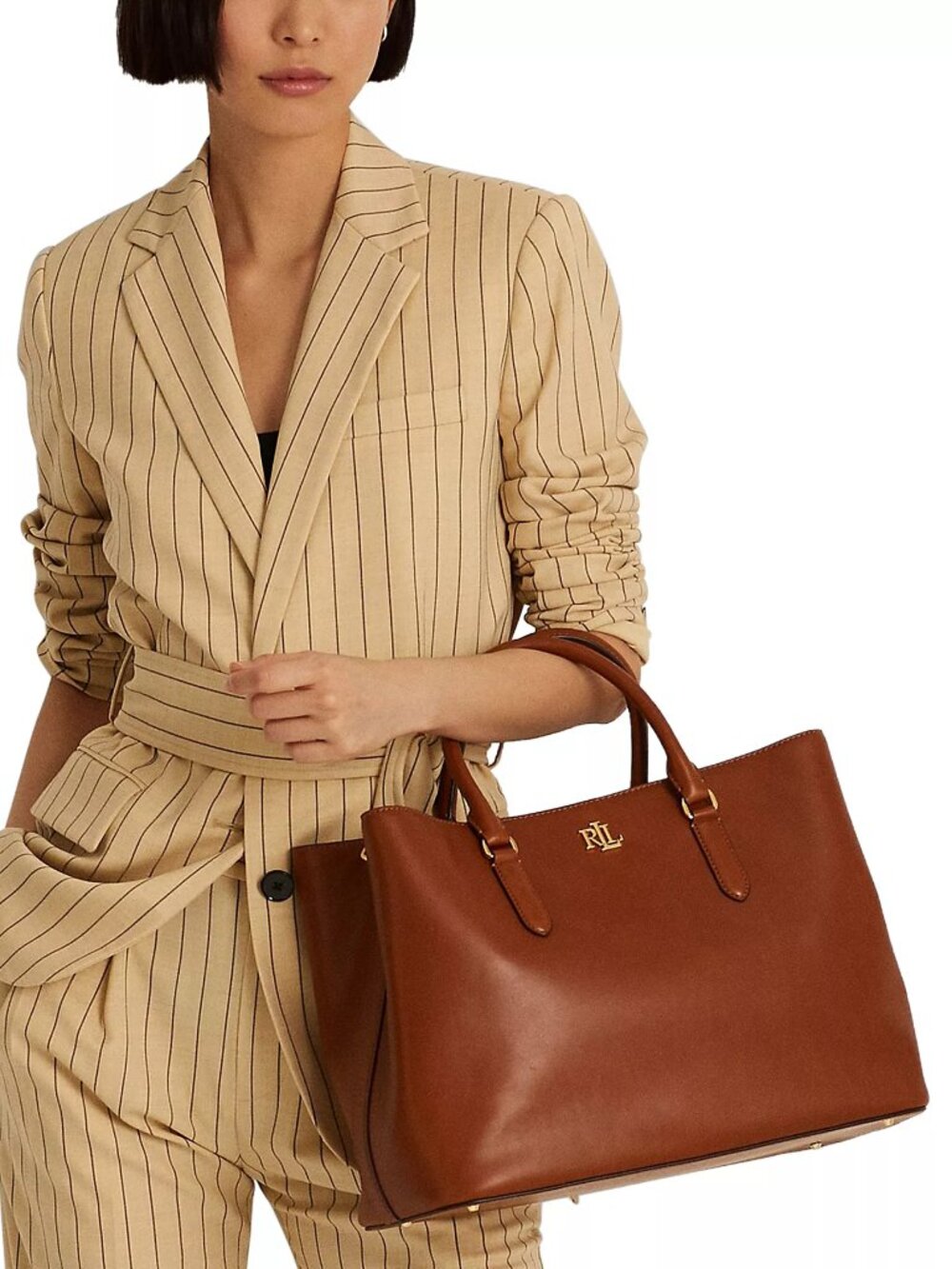 NWT ✅ LAUREN RALPH LAUREN Leather Large Marcy Satchel ⭐ Dust Bag + LRL Card - Picture 11 of 16